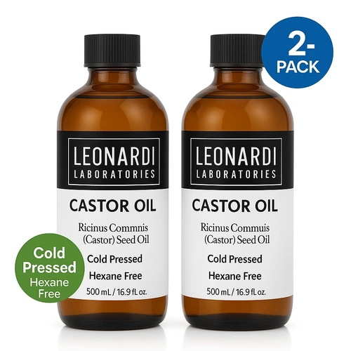 CASTOR OIL ORGANIC 2 x 500 ml GLASS BOTTLE